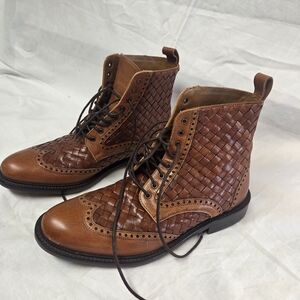 Taft Chestnut Woven Leather Men's Boots